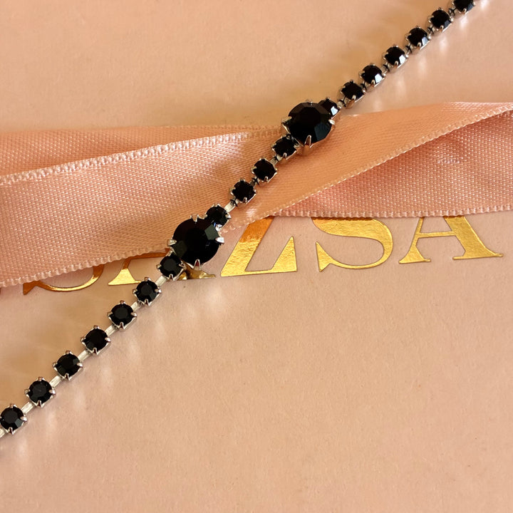 Black Preciosa crystals silver bracelet