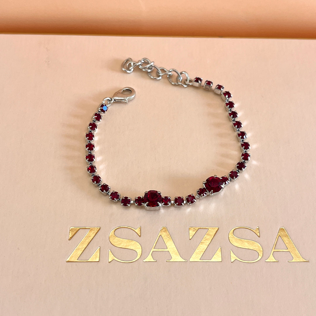 Dark red preciosa crystals bracelet