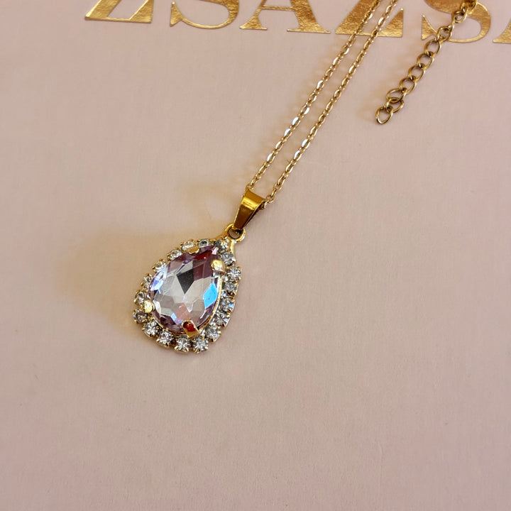 Teardrop lilac Preciosa Crystals gold plated set