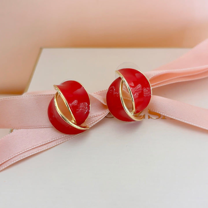 Red enamel earrings