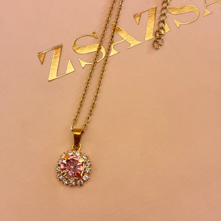 Pink Preciosa crystals gold plated set