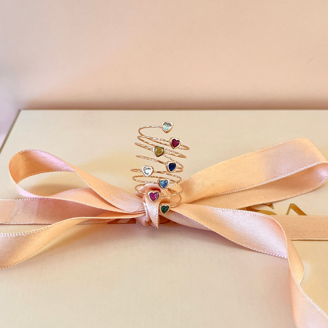 Twisted multicolur zircone ring