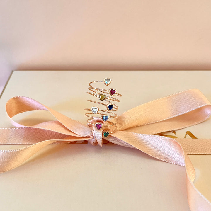 Twisted multicolur zircone ring