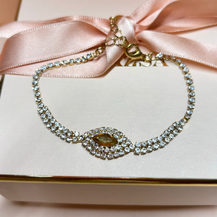 Marquise bronze rhinestone bracelet