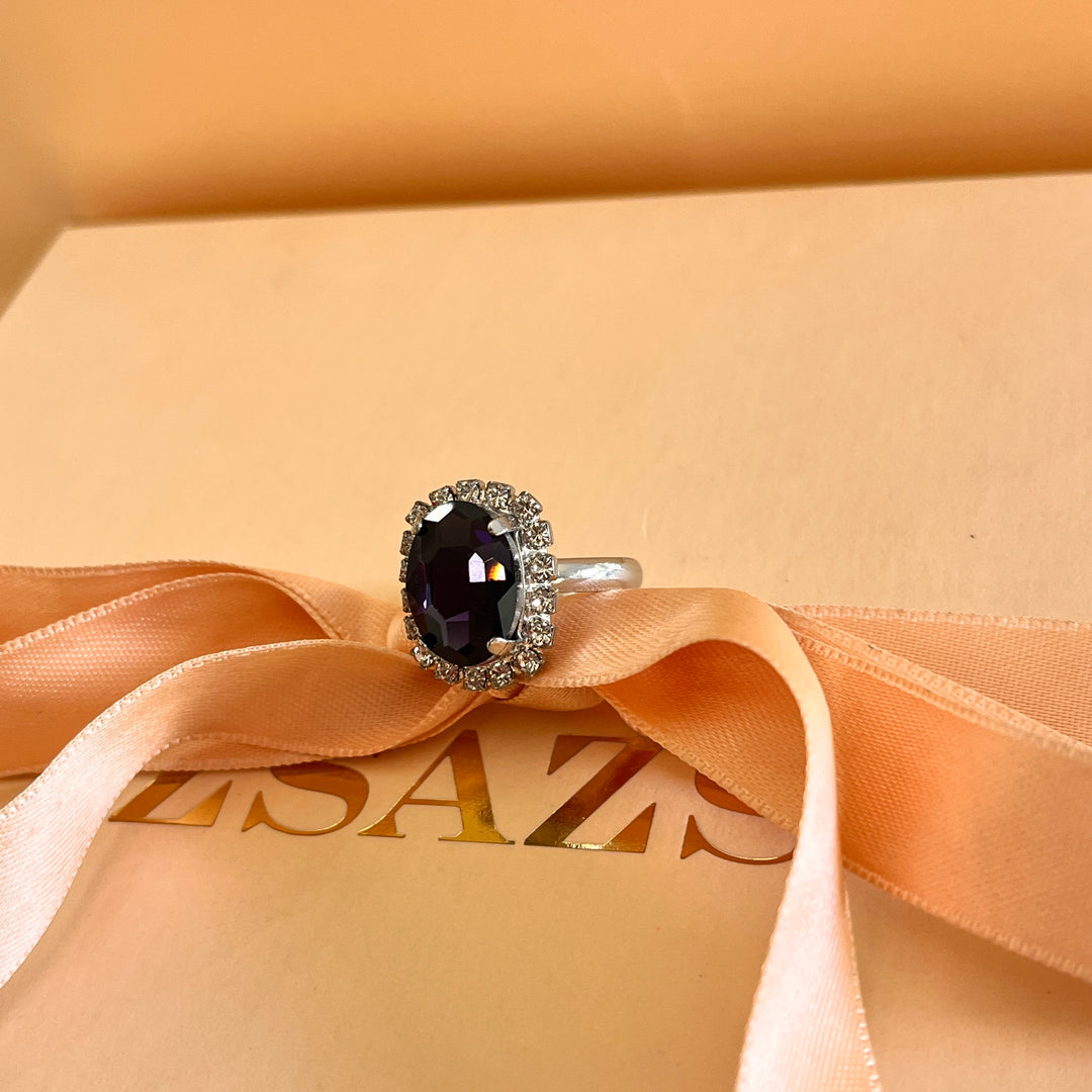 Purple oval preciosa crystals set