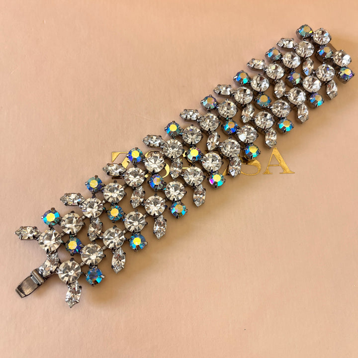 Iridescent turquoise Swarovski crystals bracelet
