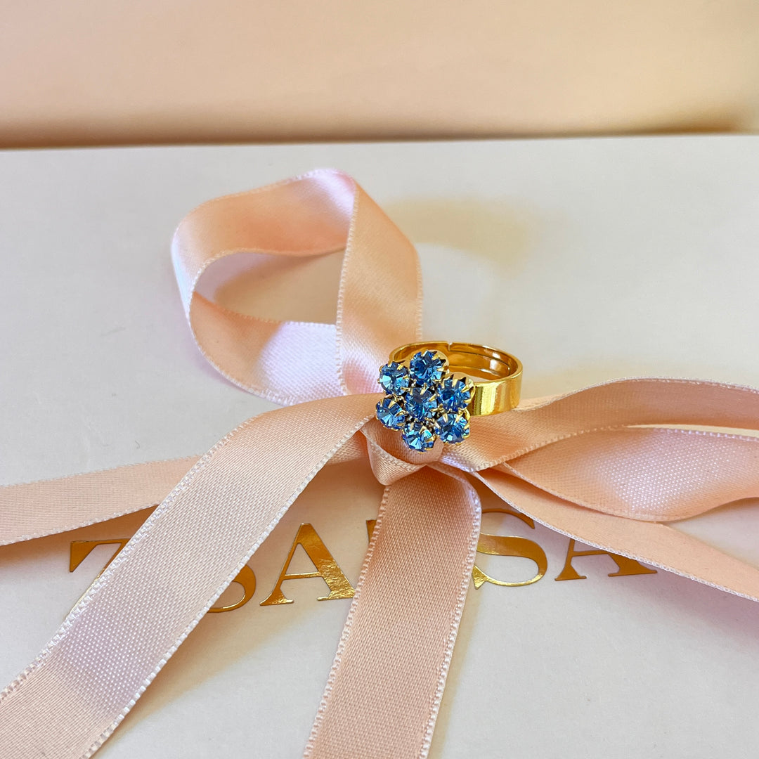 Light blue Preciosa crystals flower ring