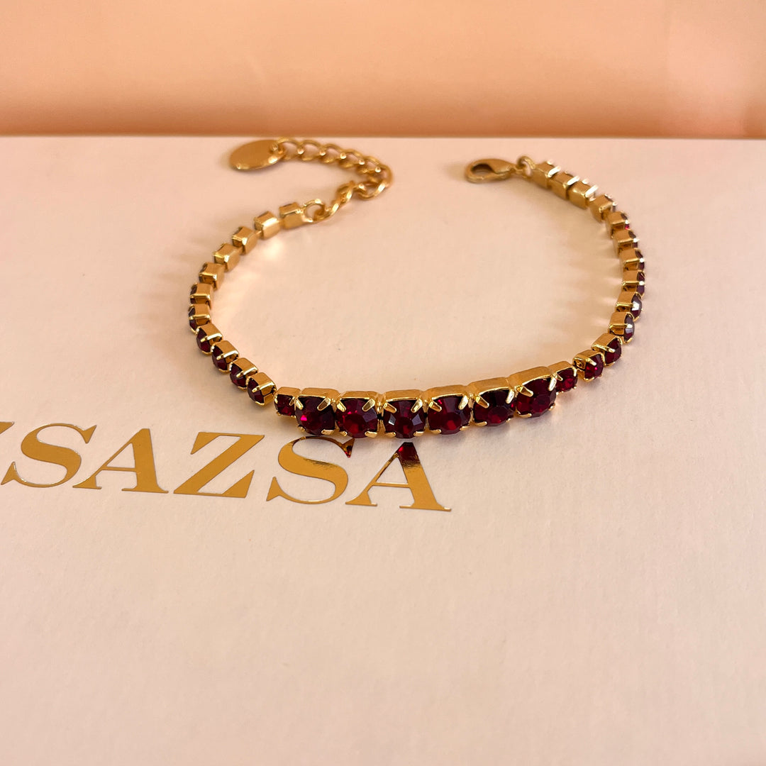 Dark red Swarovski crystals bracelet
