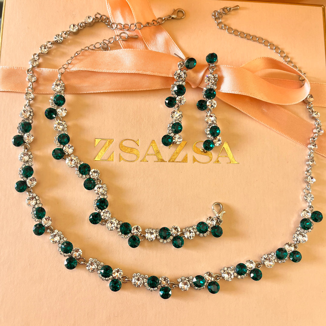 Dark green Swarovski crystals set