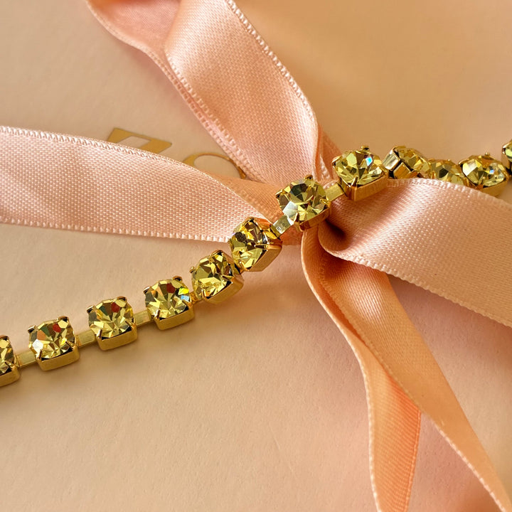 Mint Swarovski crystals gold plated bracelet