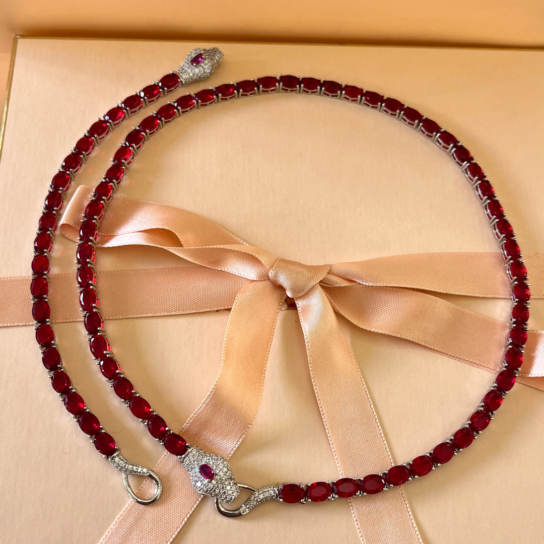 Red zircone snake necklace and bracelet
