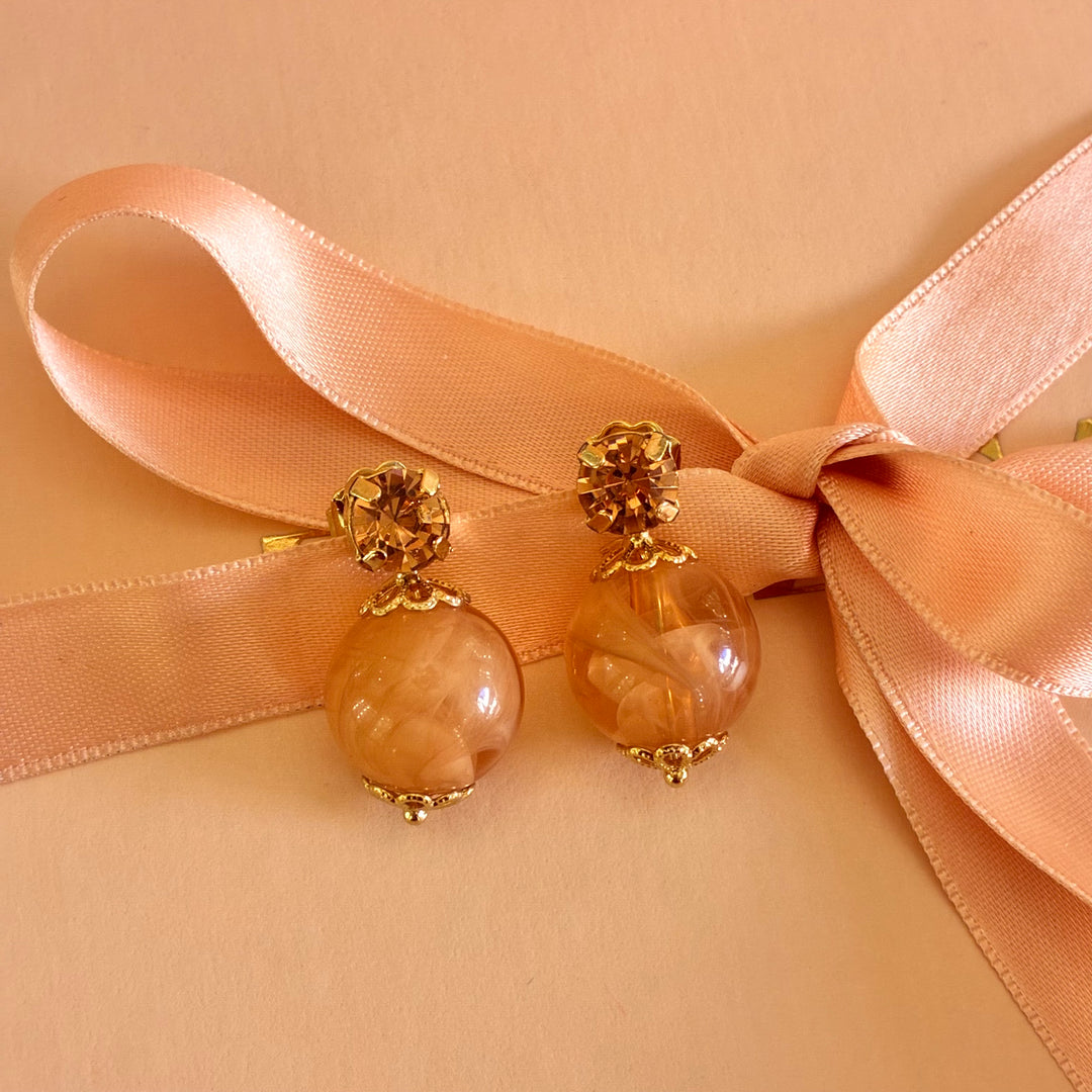 Peach Swarovski crystals studs