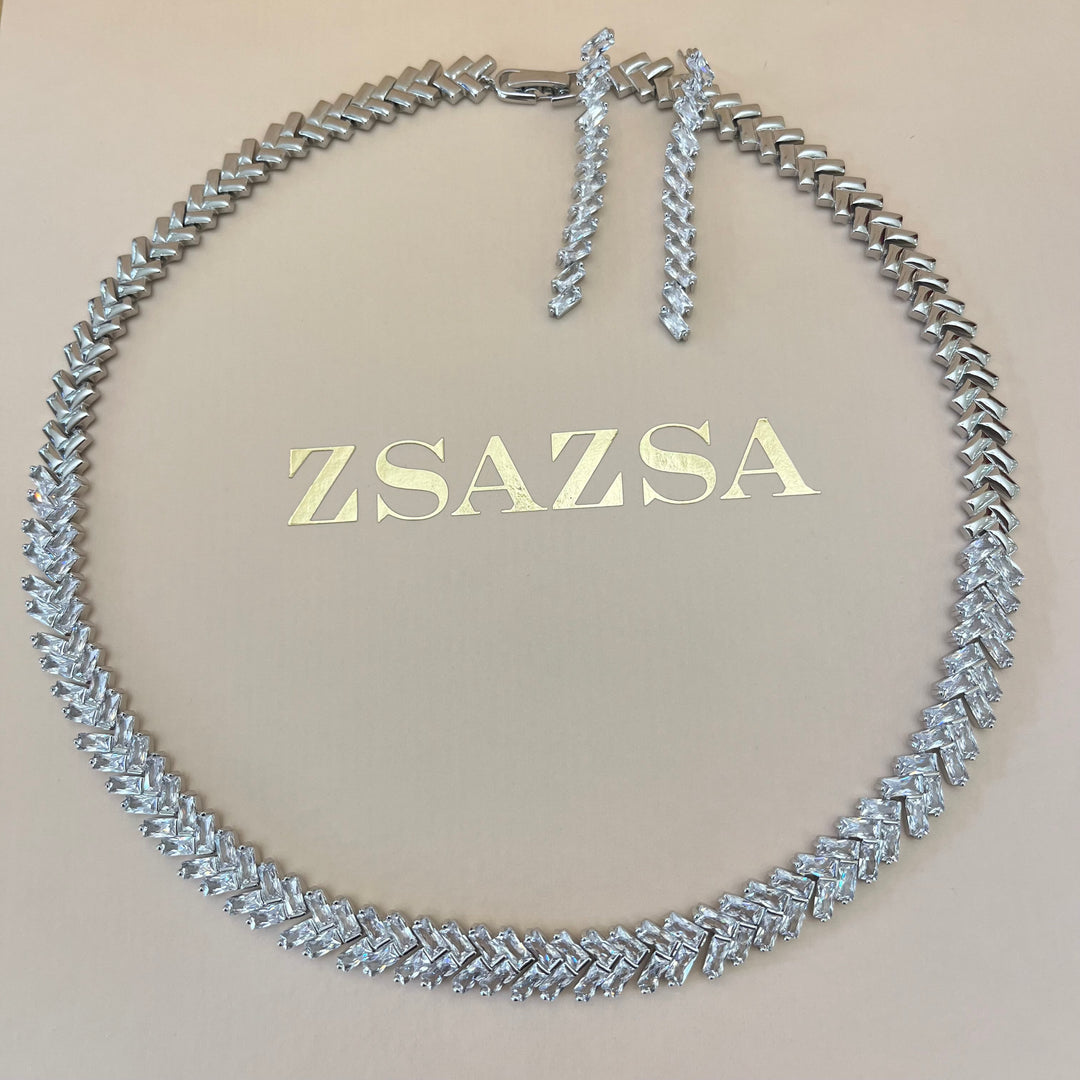 Baguette silver zircone set