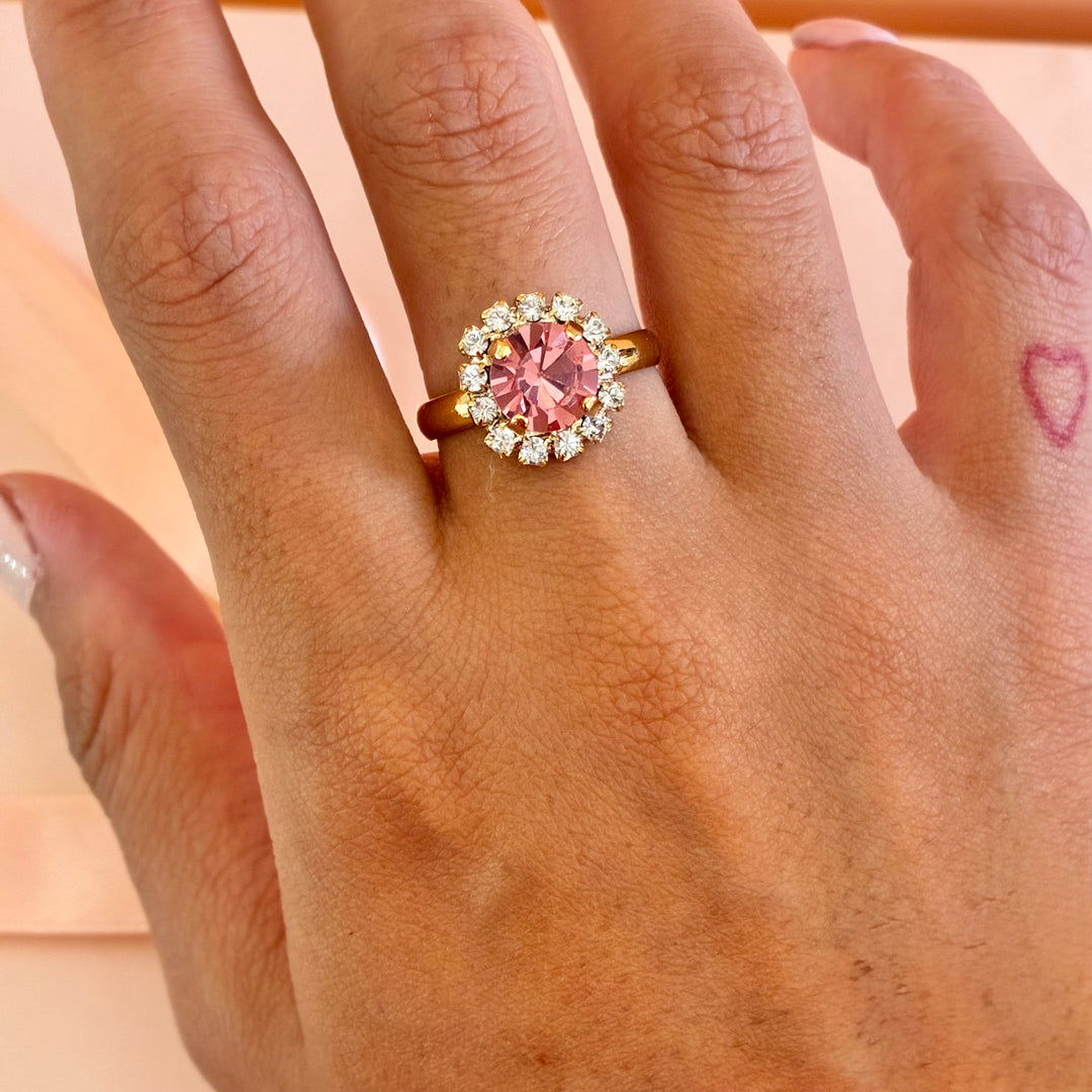 Pink Preciosa crystals gold plated set