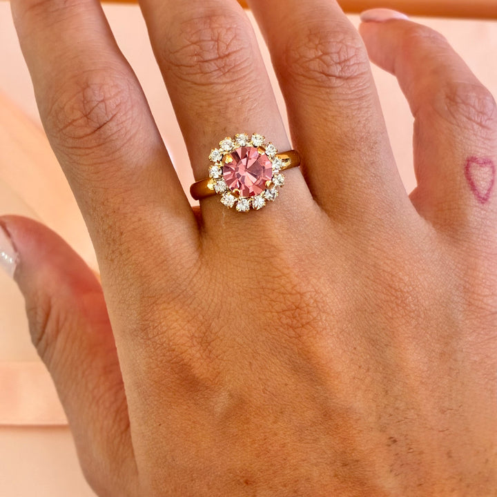 Pink Preciosa crystals gold plated set