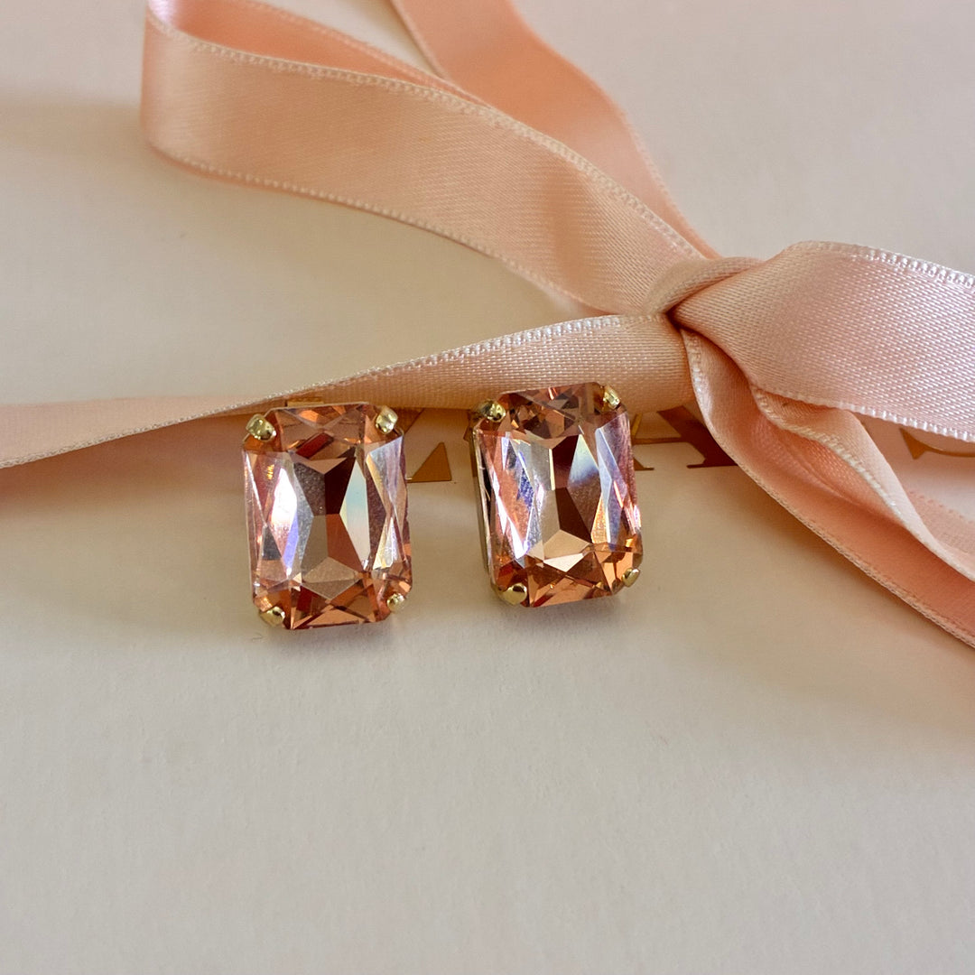 Peach rectangular gold plated set