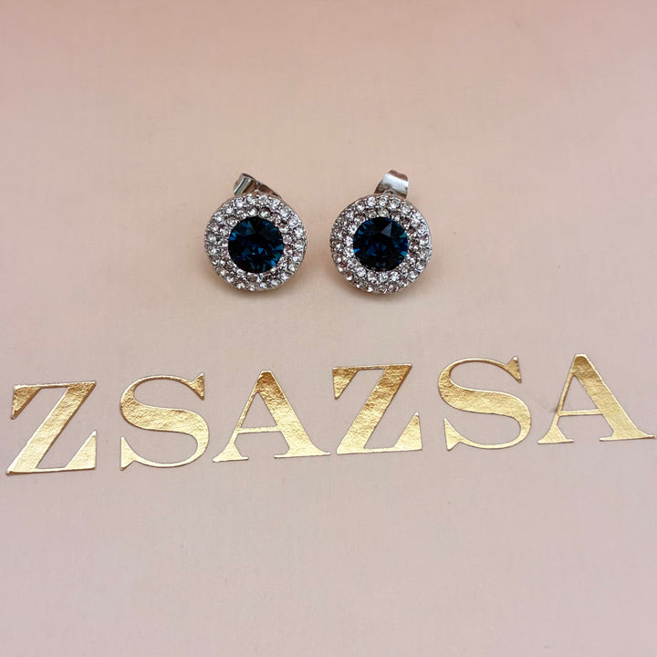 Round navy blue zircone set