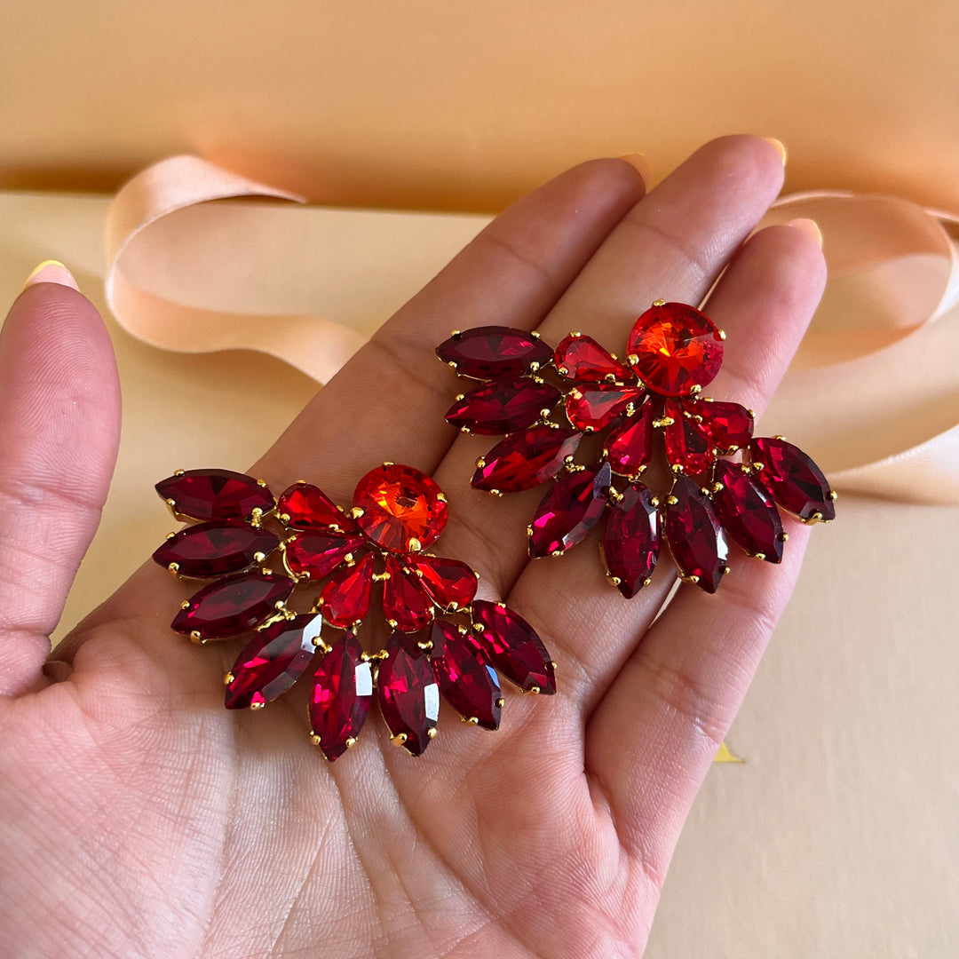 Shade of red Swarovski crystals earrings
