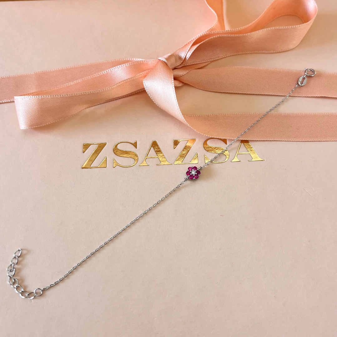 Fuchsia flower zircone bracelet