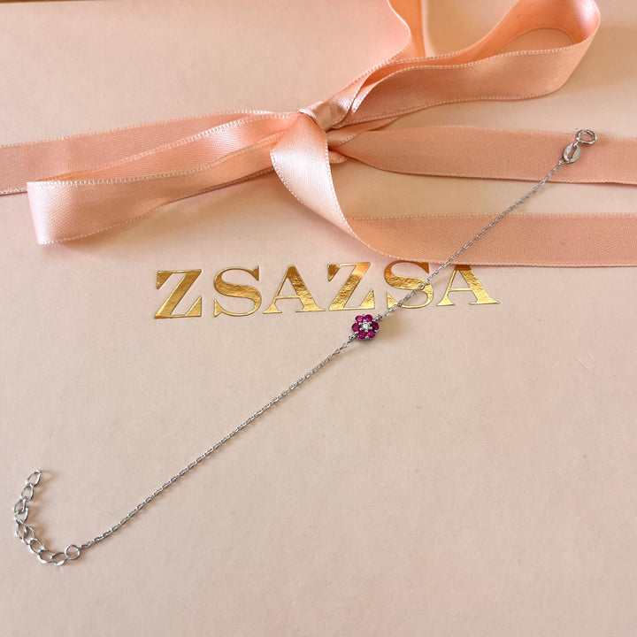 Fuchsia flower zircone bracelet