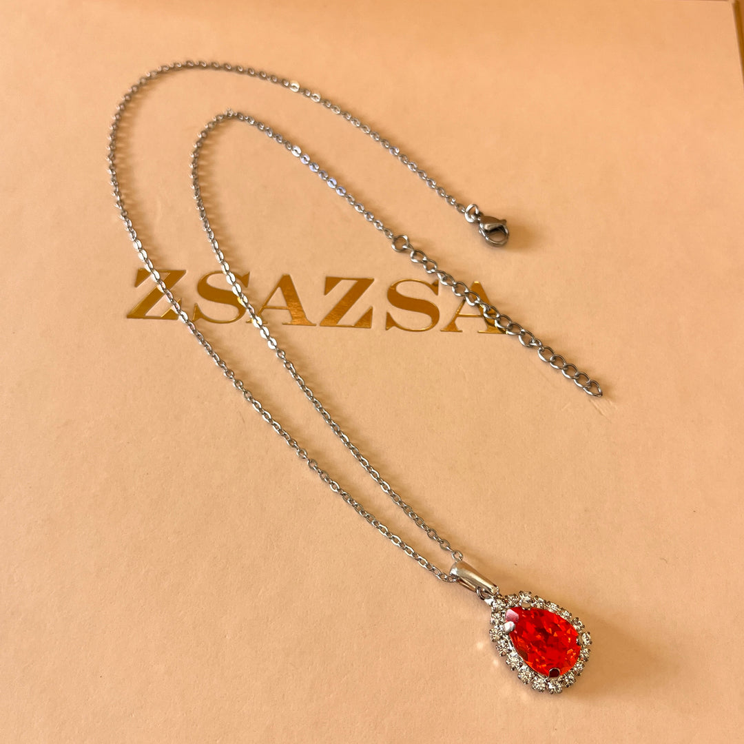 Orange teardrop preciosa crystals set