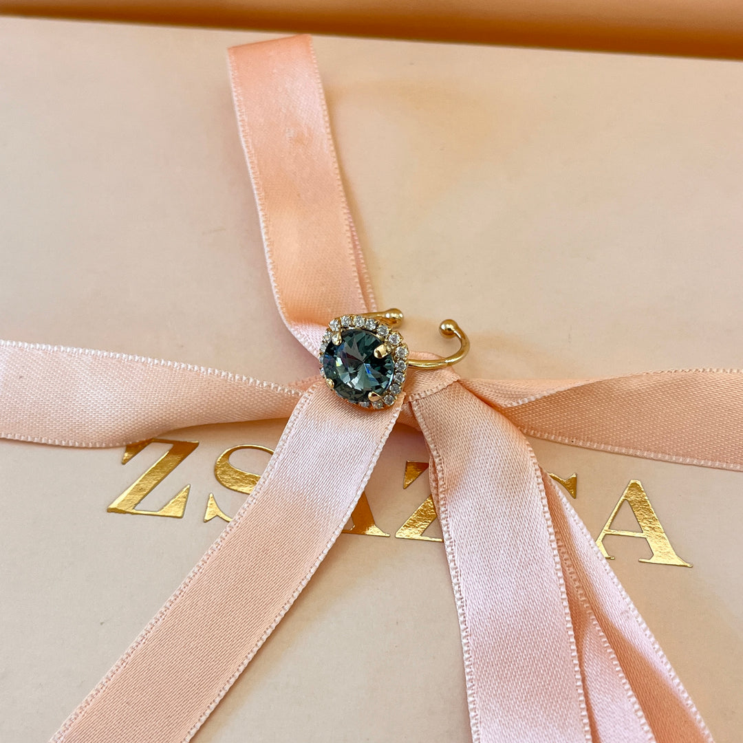 Grey Swarovski crystals studs and ring