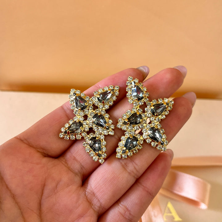 Grey teardrop preciosa crystal set