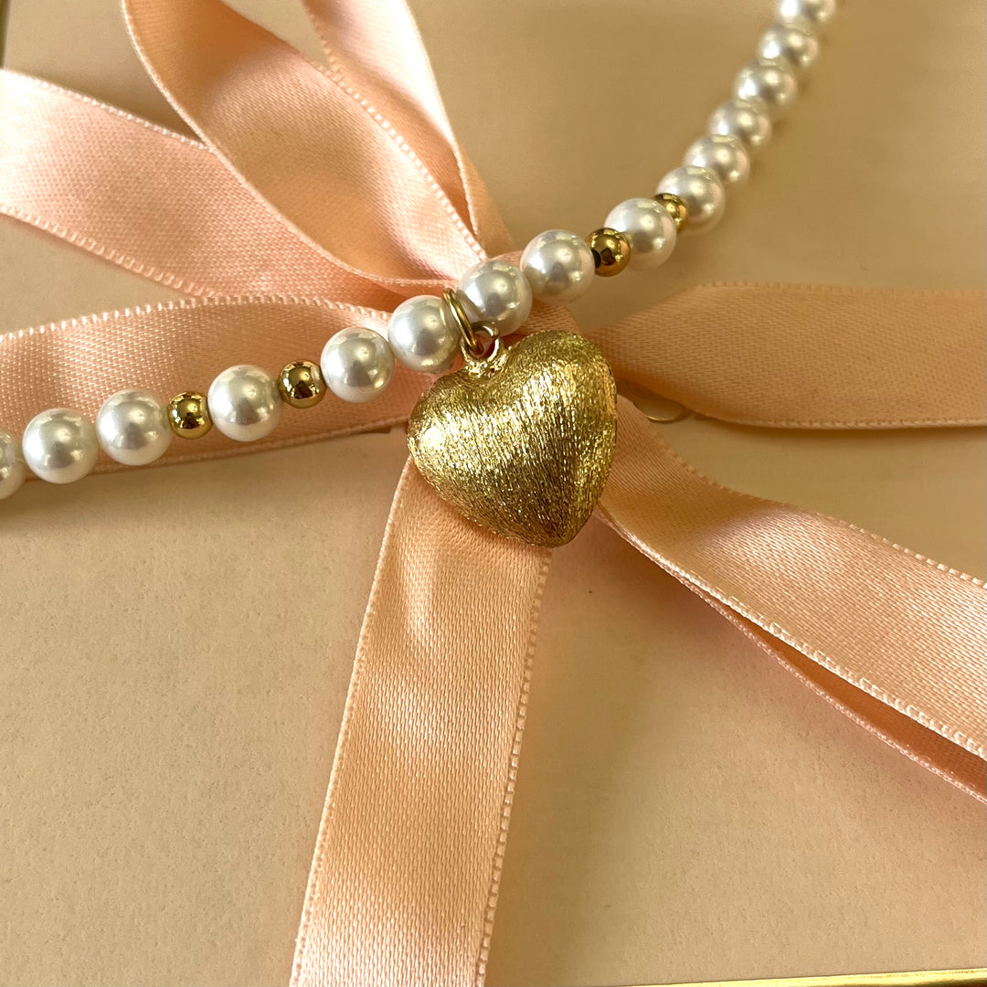 Heart gold & pearls set