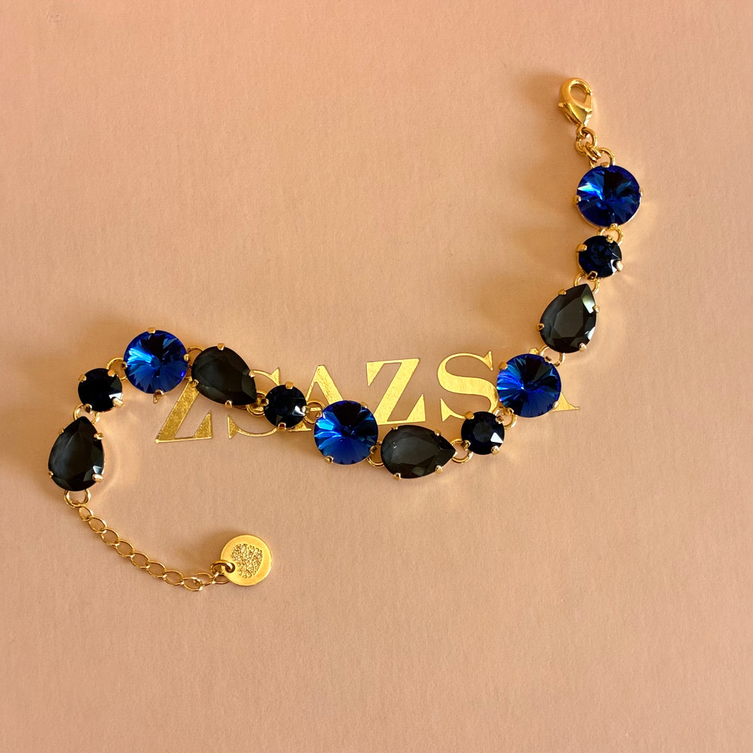 Blue Swarovski crystals gold plated set