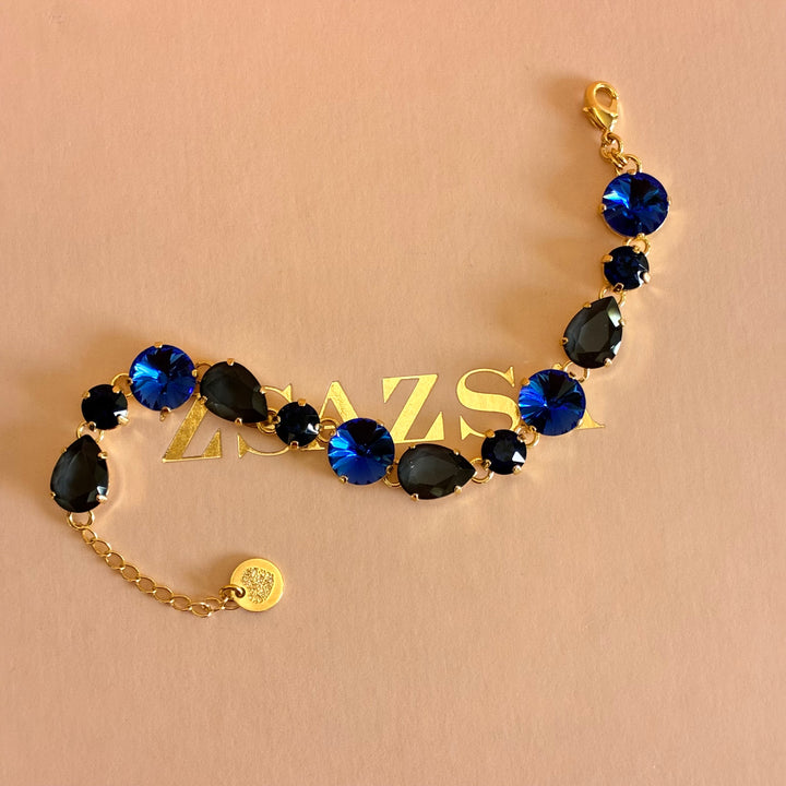 Blue Swarovski crystals gold plated set