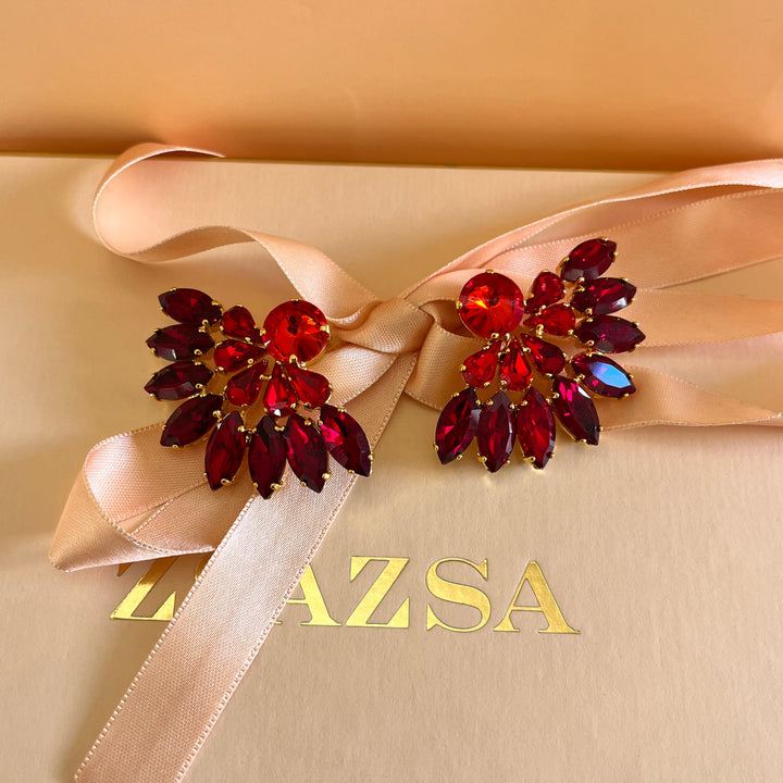 Shade of red Swarovski crystals earrings
