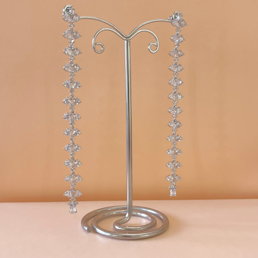 Silver zircone teardrop earrings