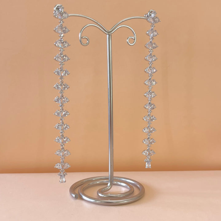 Silver zircone teardrop earrings