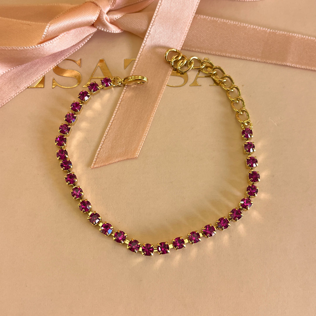 Fuchsia Swarovski crystals bracelet