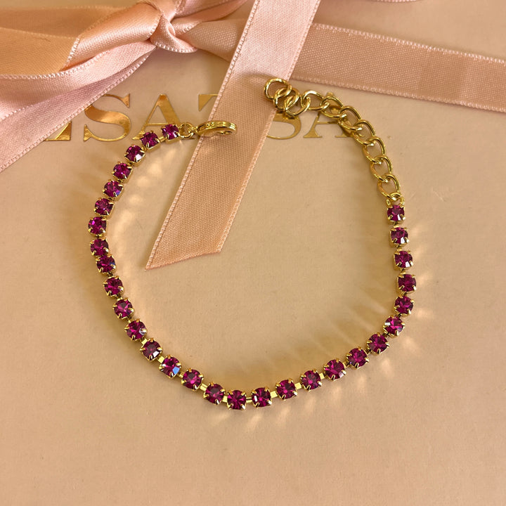 Fuchsia Swarovski crystals bracelet