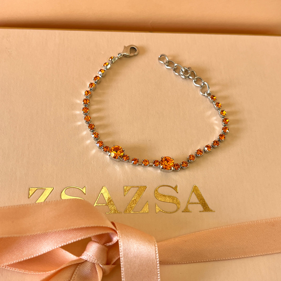 Orange Swarovski crystals bracelet
