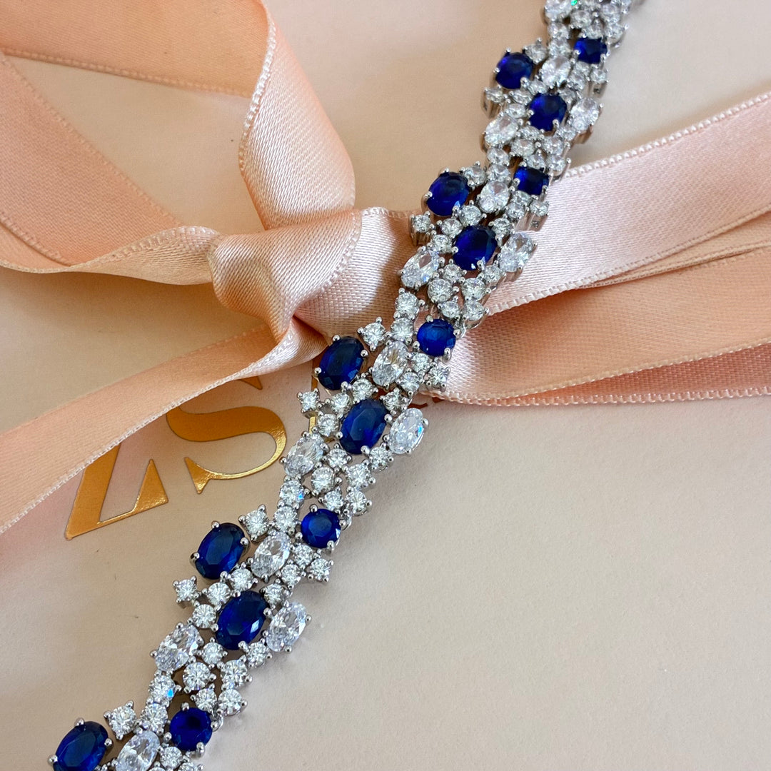 Royal blue zircone silver bracelet