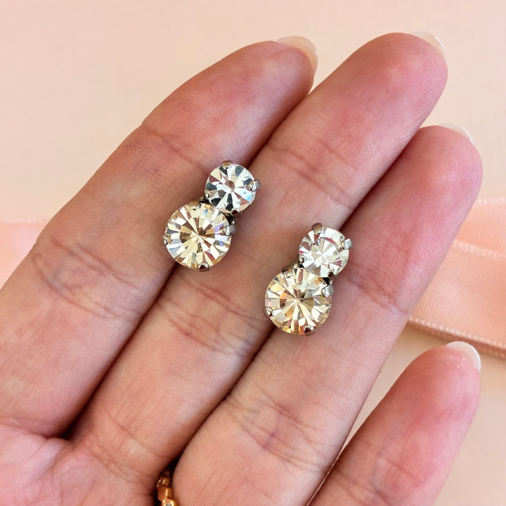 Champagne Swarovski crystals silver earrings