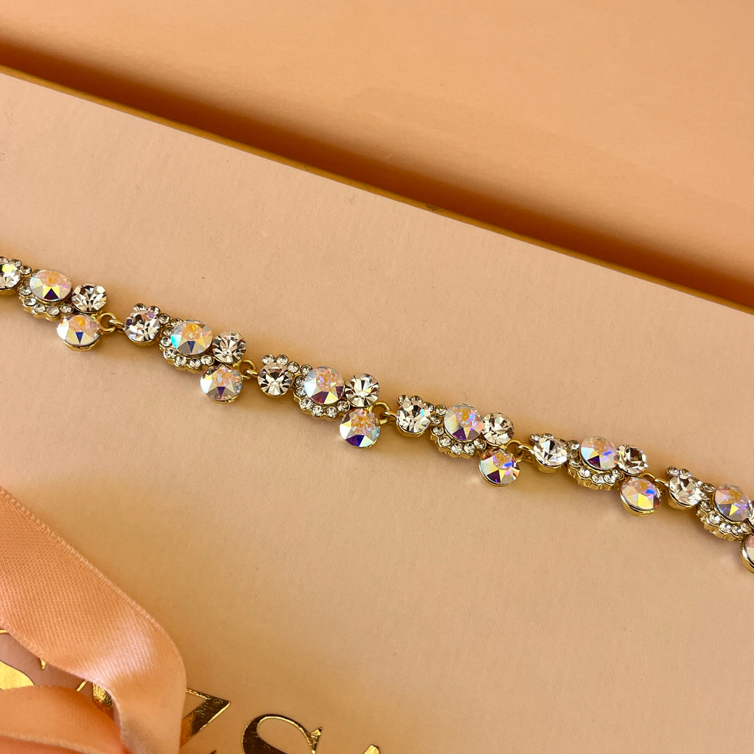 Aurora borealis Swarovski crystals earrings and bracelet