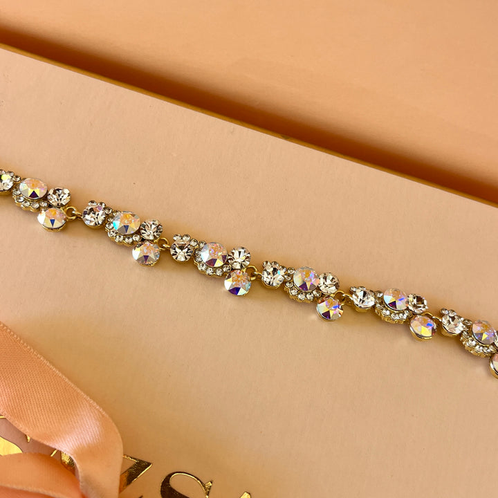 Aurora borealis Swarovski crystals earrings and bracelet