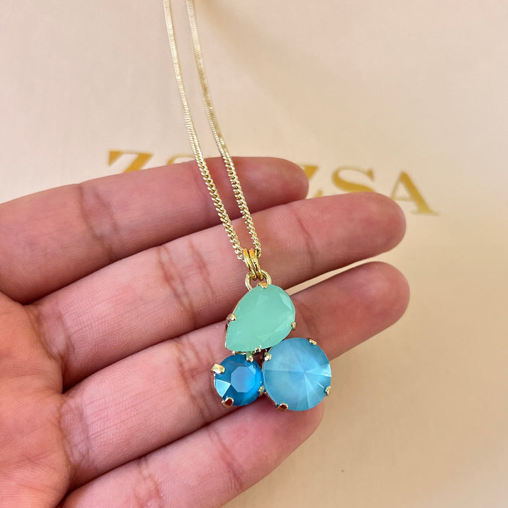 Turquoise and mint Swarovski crystals pendant