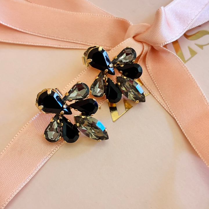 Black and grey preciosa crystals earrings