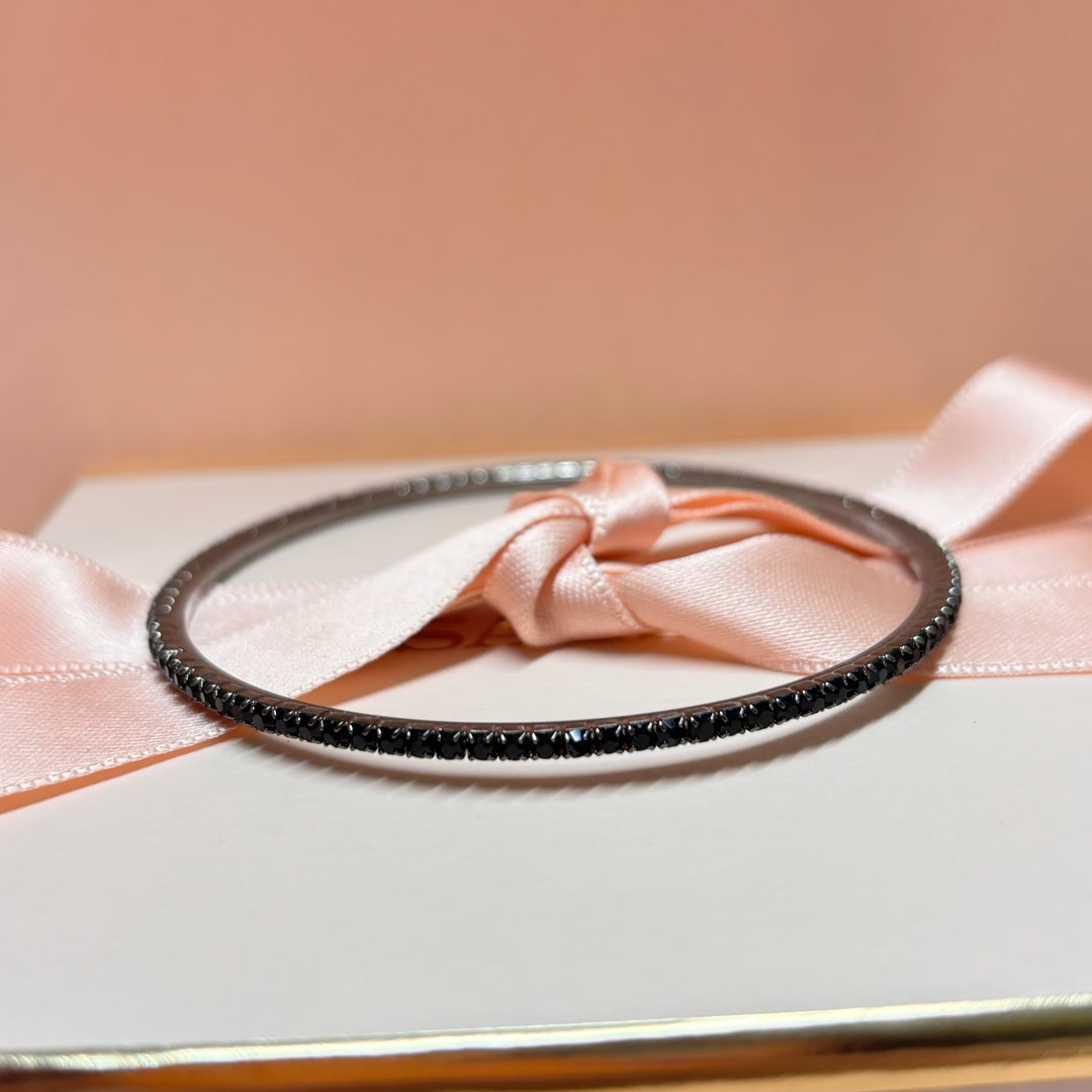 Big dainty black rhinestone bangle