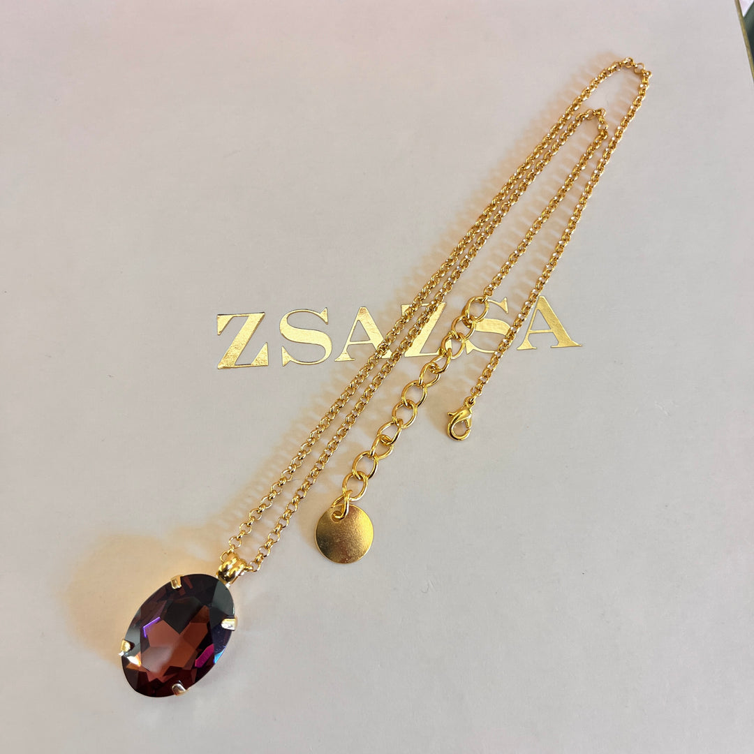 Purple oval preciosa crystal pendant