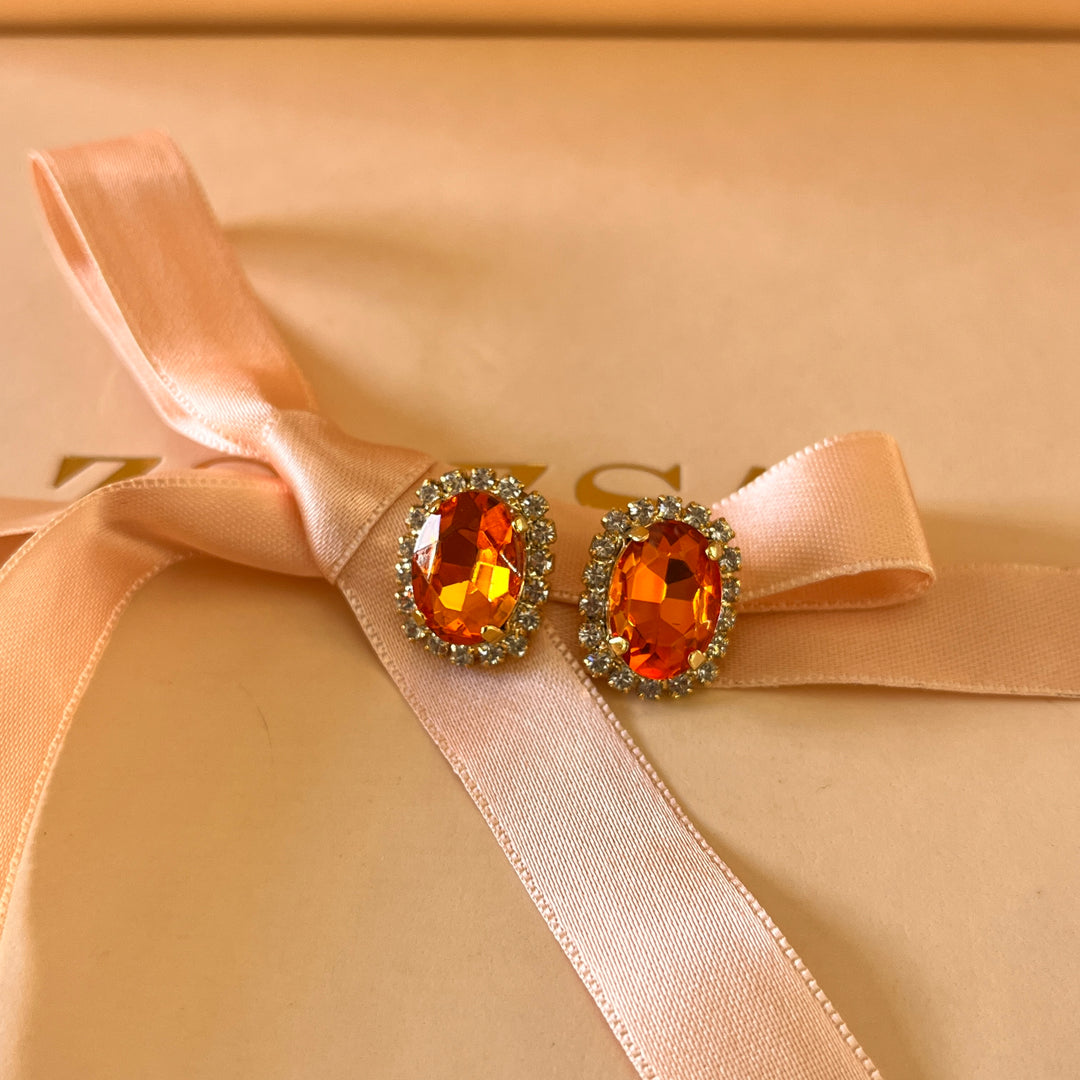 Orange oval Swarovski crystals set