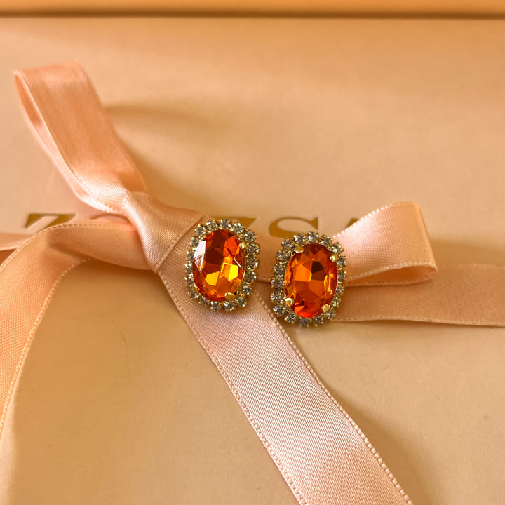 Orange oval Swarovski crystals set