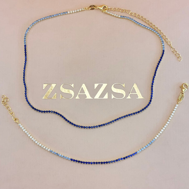 Navy blue Sterling sterling silver gold plated set