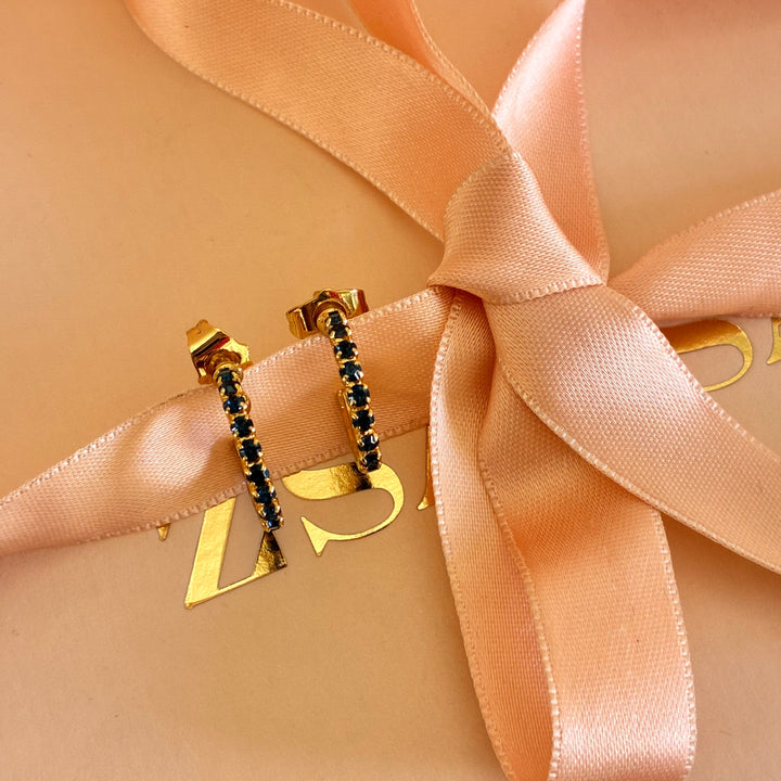 Navy blue Preciosa crystals hoops