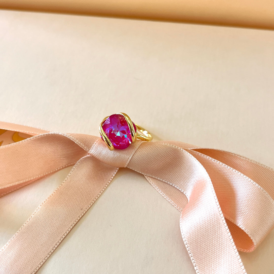 Fuchsia murano crystals set