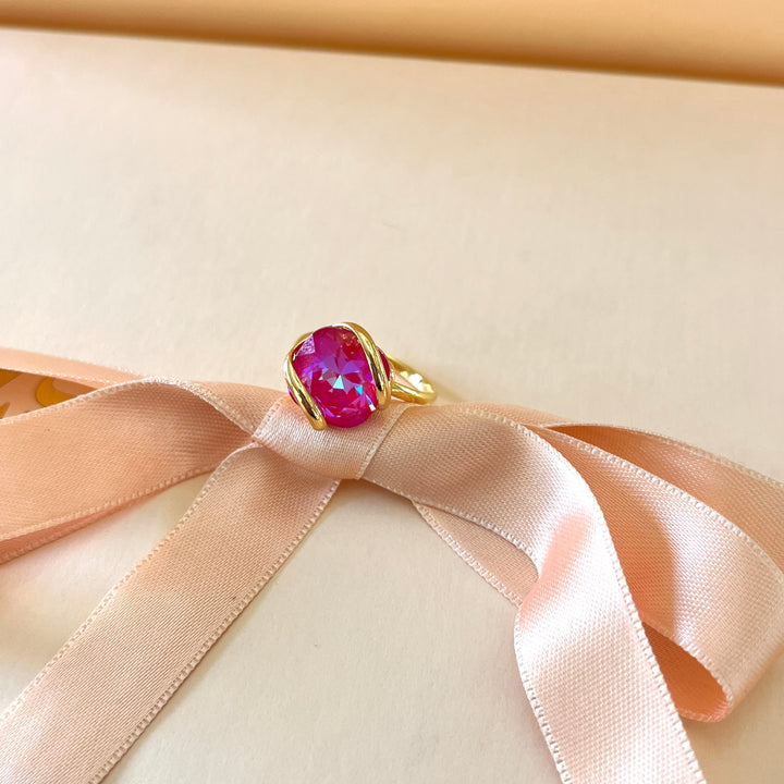 Fuchsia murano crystals set